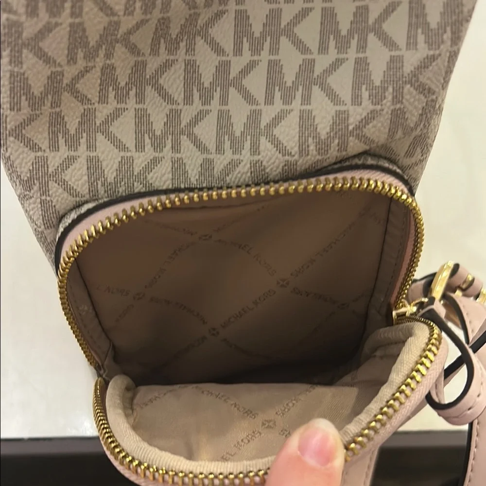 Michael Kors Pink and Beige Signature Logo Backpack